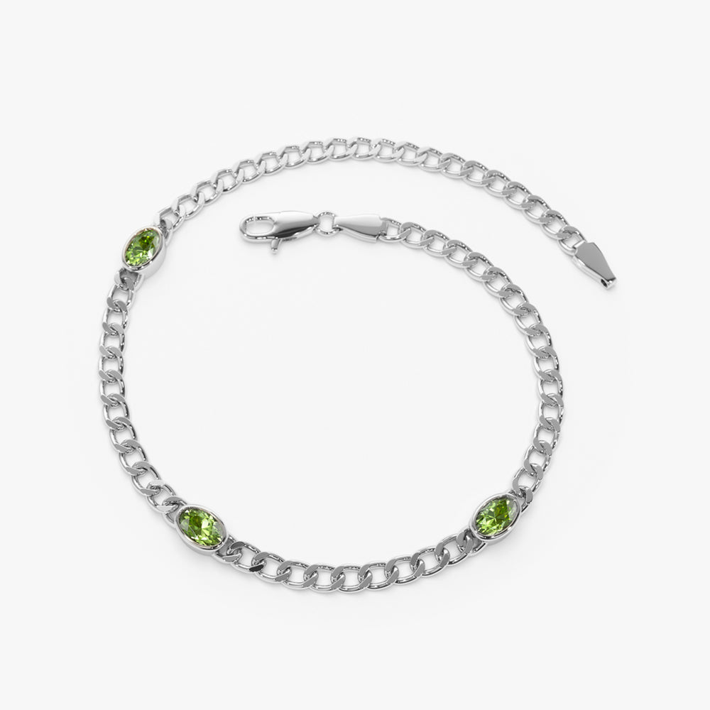 Cuban Link Bracelet w/ Bezel Setting Peridot