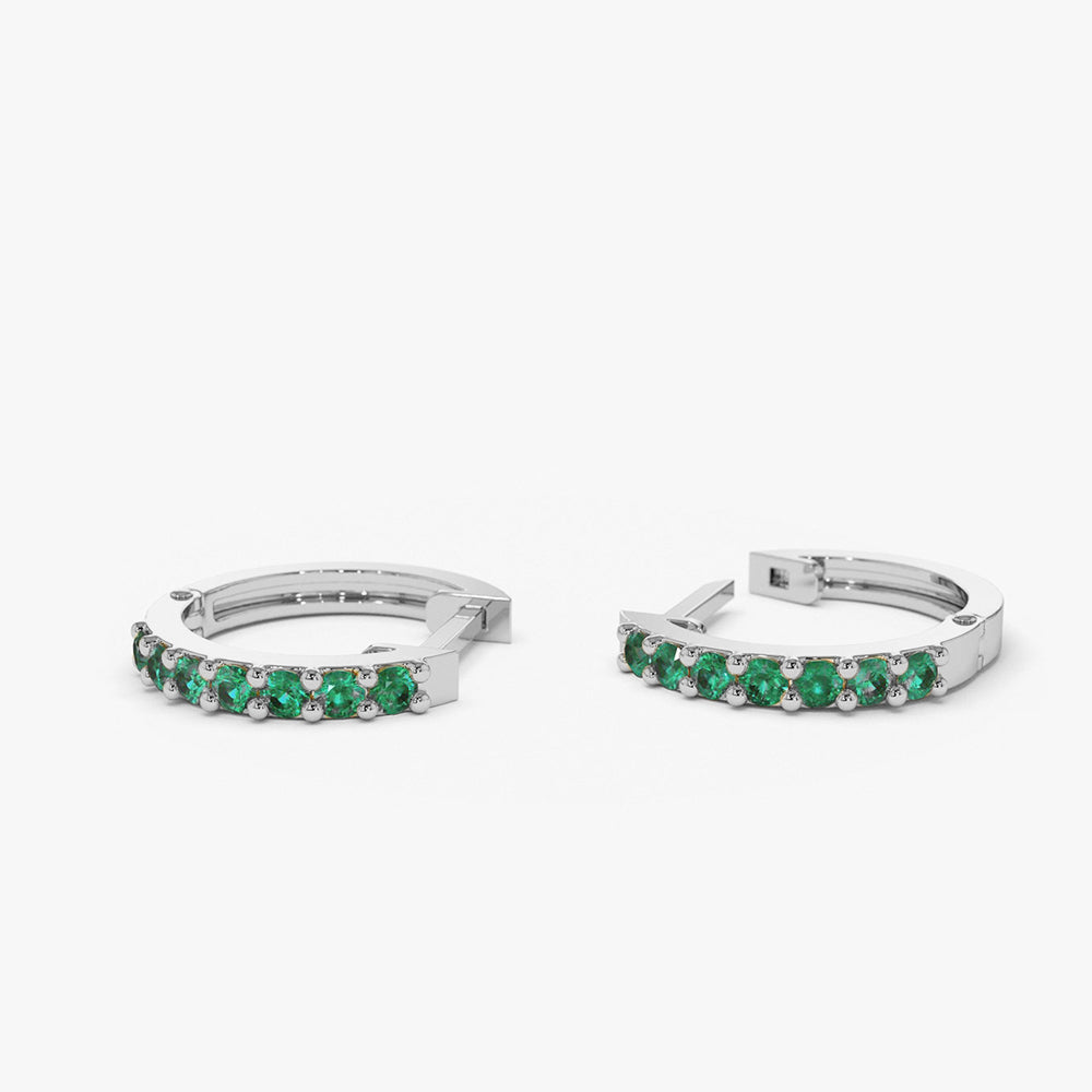 Emerald Huggie Hoop Earrings