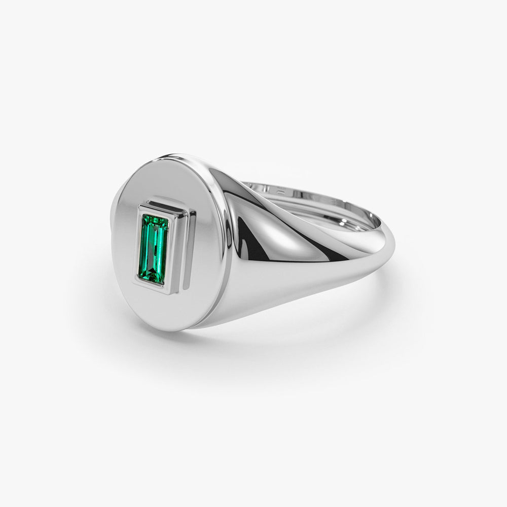 Baguette Emerald Signet Ring