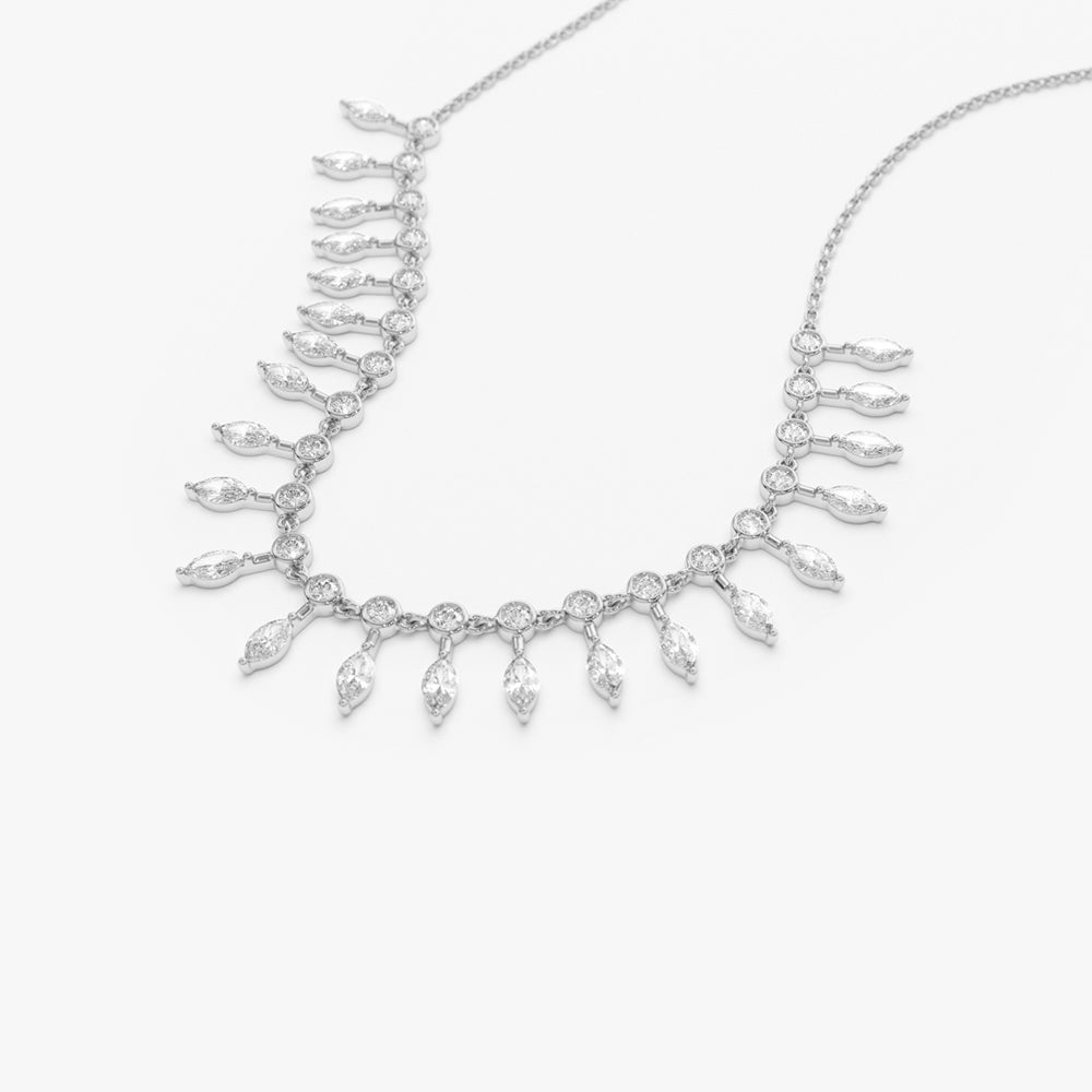 Marquise and Round Diamonds Statement Piece Necklace