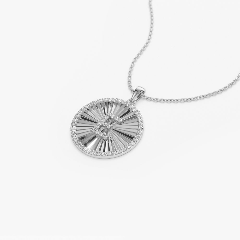 Diamond Initial Ballerina Disc Necklace