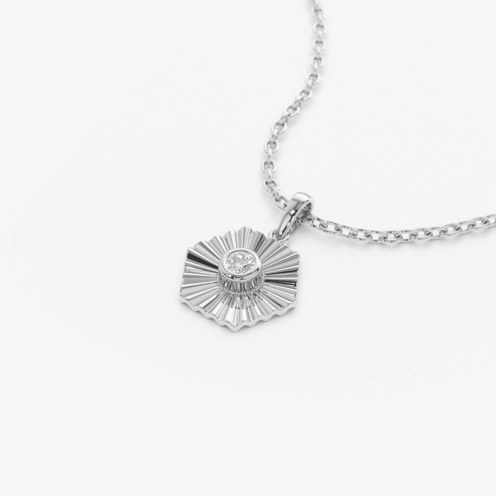 Hexagon Diamond Disc Ray Necklace