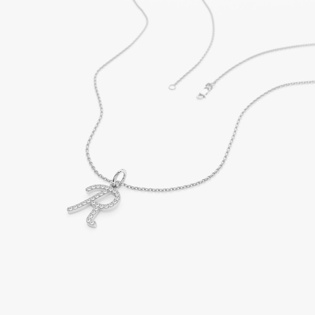 Diamond Script Initial Necklace