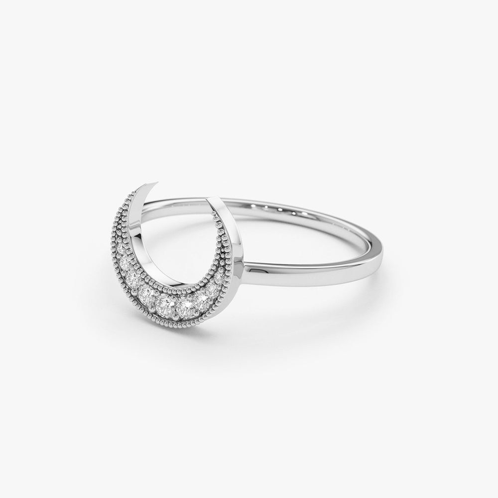 Crescent Moon Diamond Ring