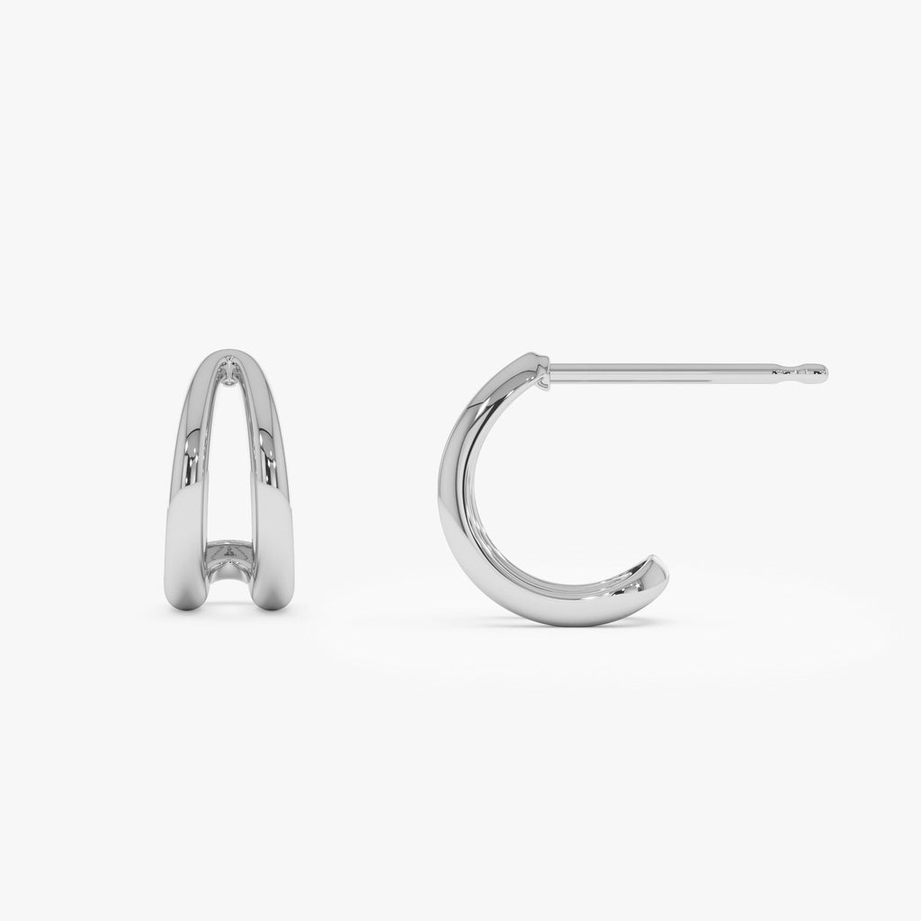 Double Curved J Hoop Earrings