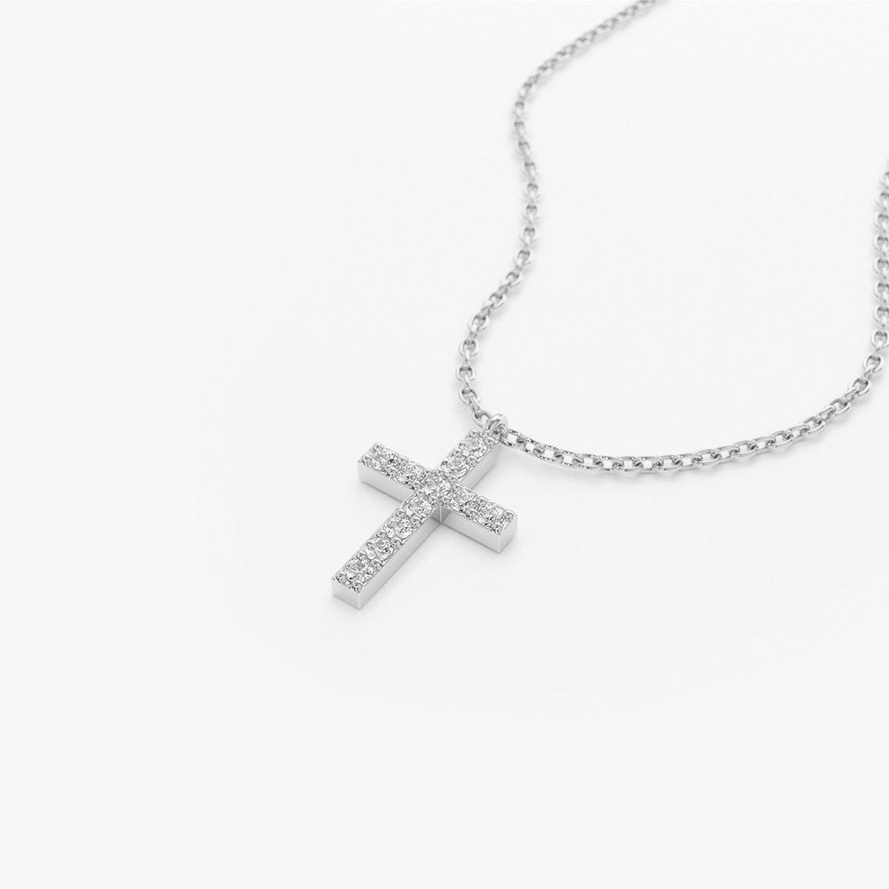 Micro Pave Diamond Cross Necklace