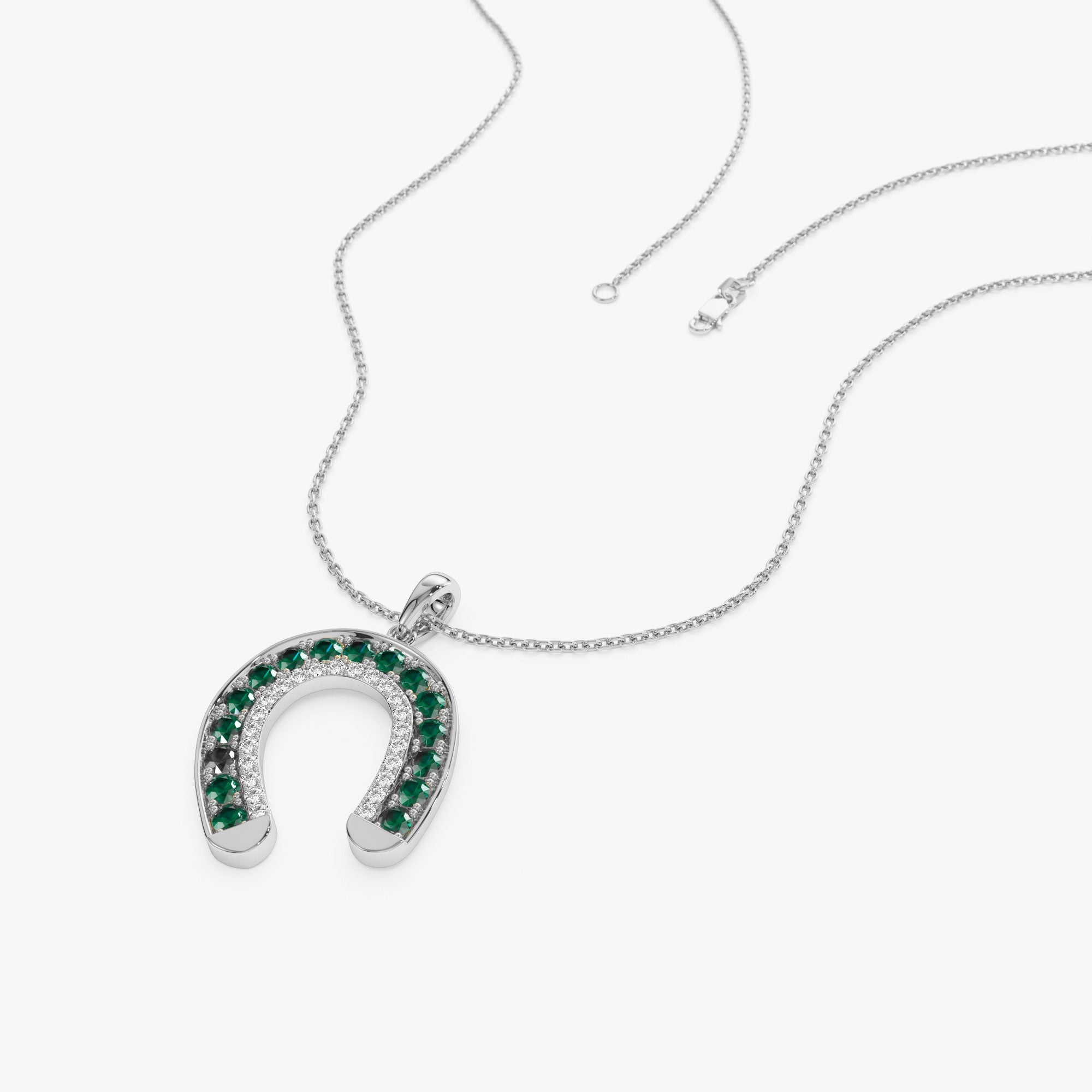 Emerald and Diamond Horseshoe Pendant