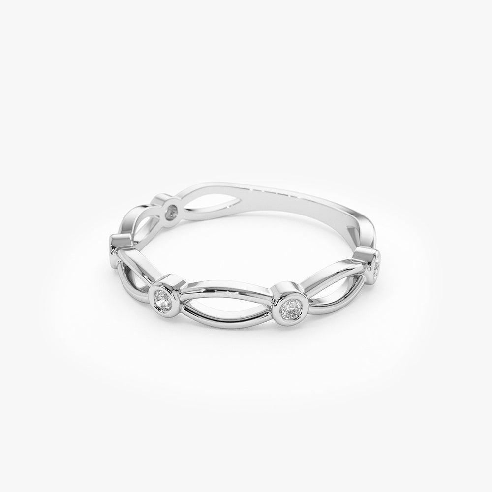 Bezel Setting Unique Diamond Wedding Band