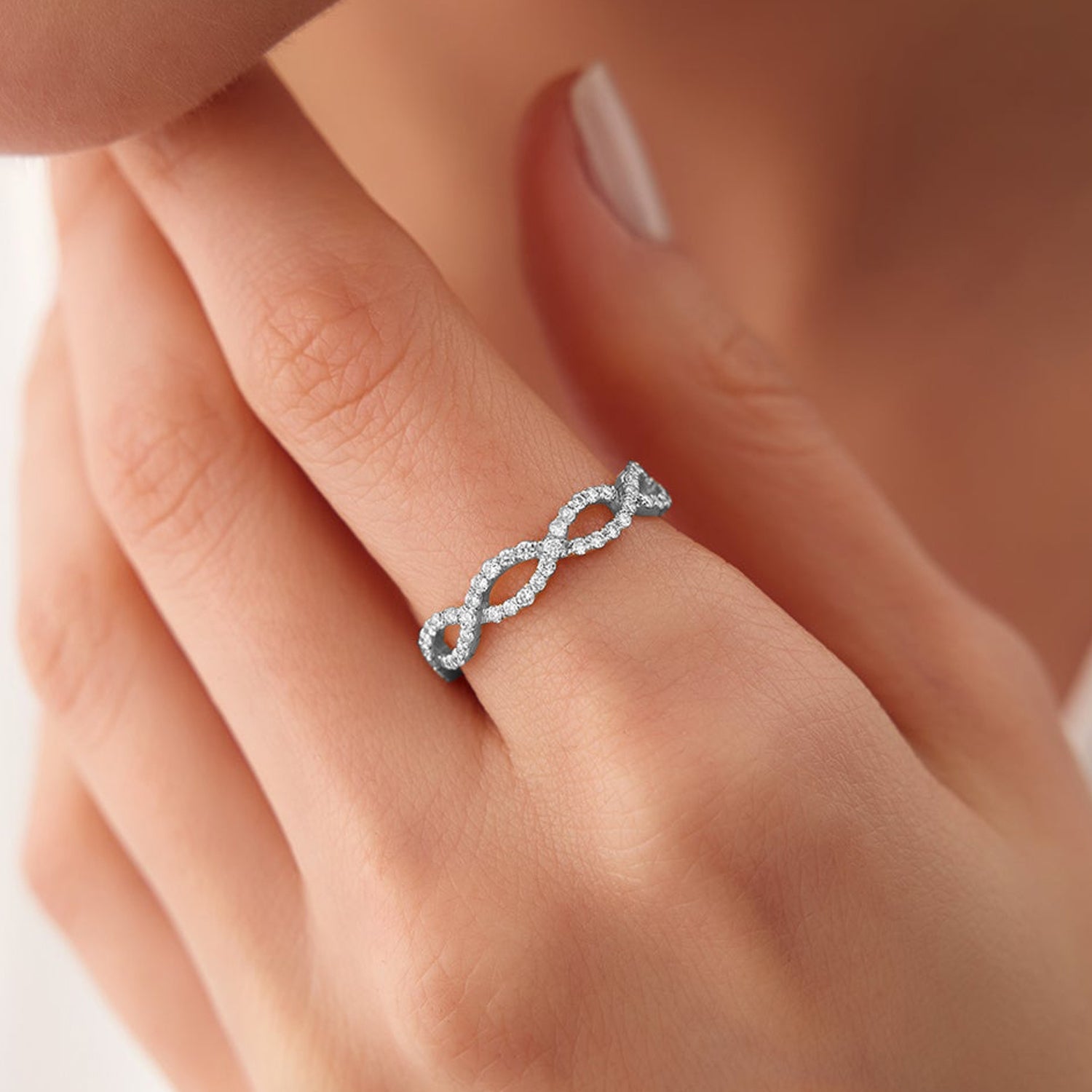 Micro Pave Set Diamond Infinity Ring