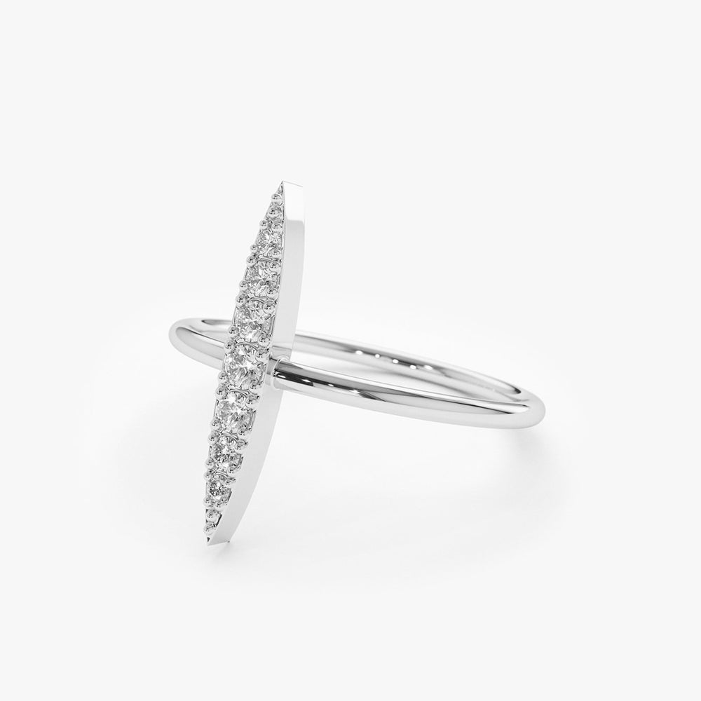Elongated Micro Pave Diamond Ring