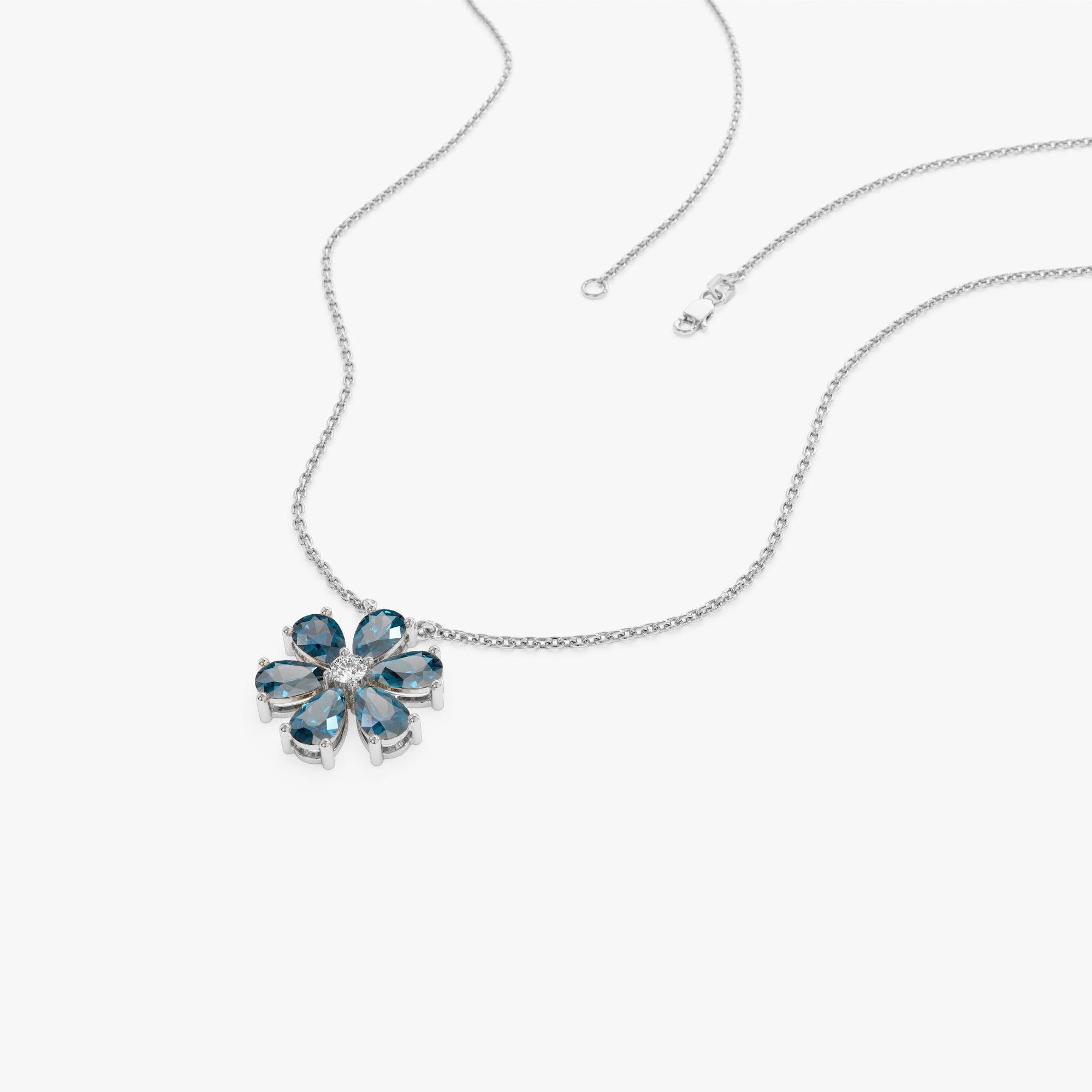 London Blue Topaz Flower Necklace