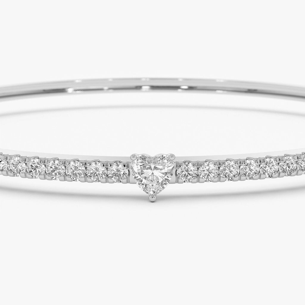 Heart Shaped and Round Diamond Bangle