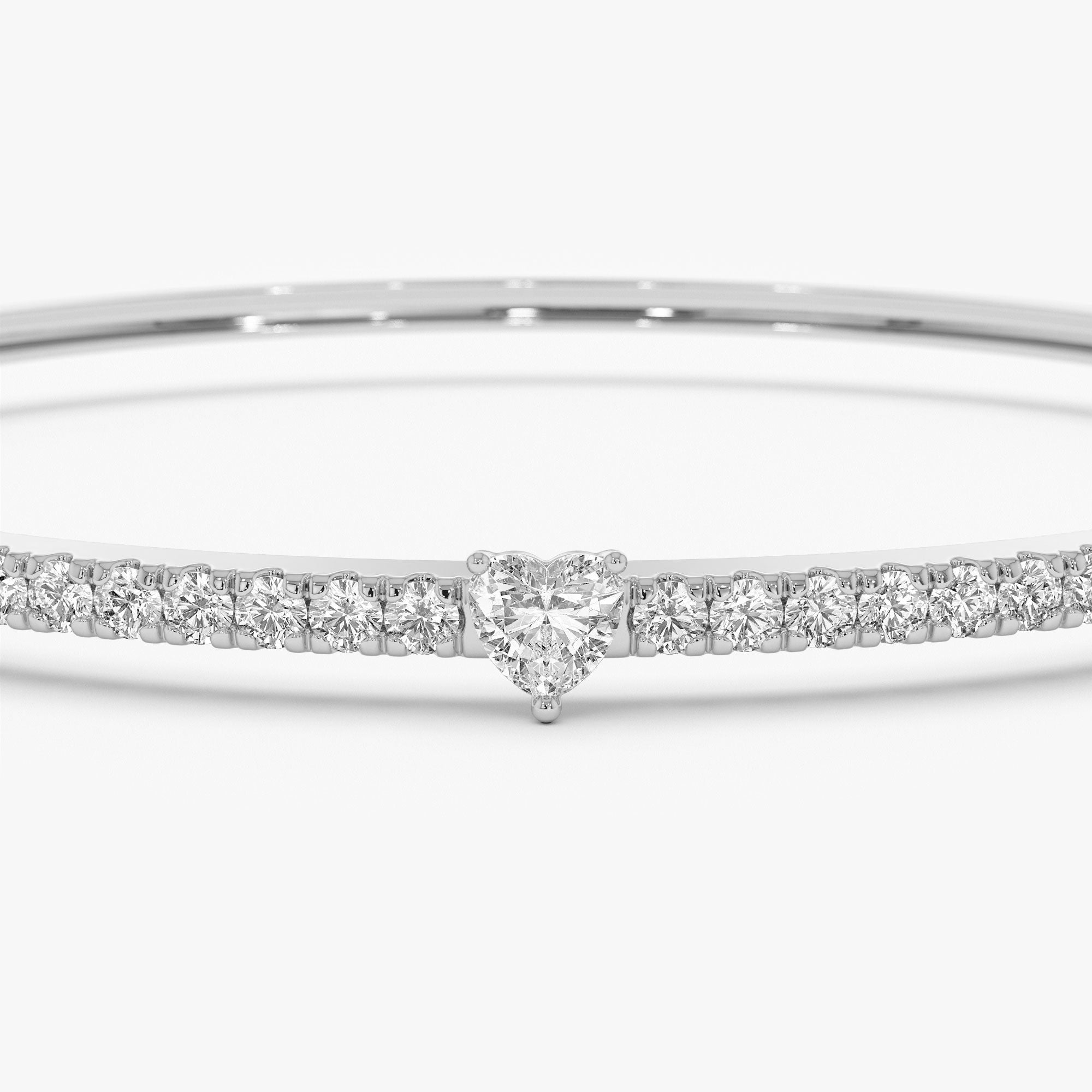 Heart Shaped and Round Diamond Bangle