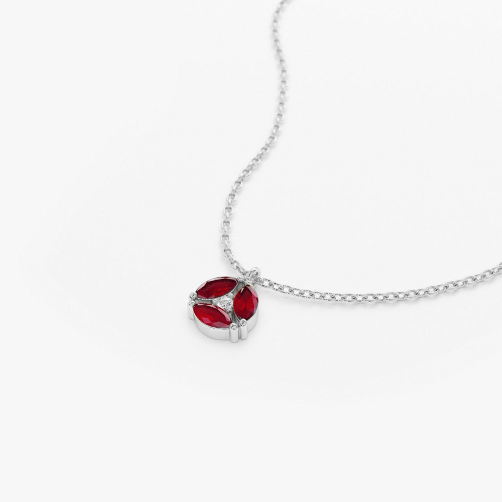 Marquise Ruby Cluster Necklace