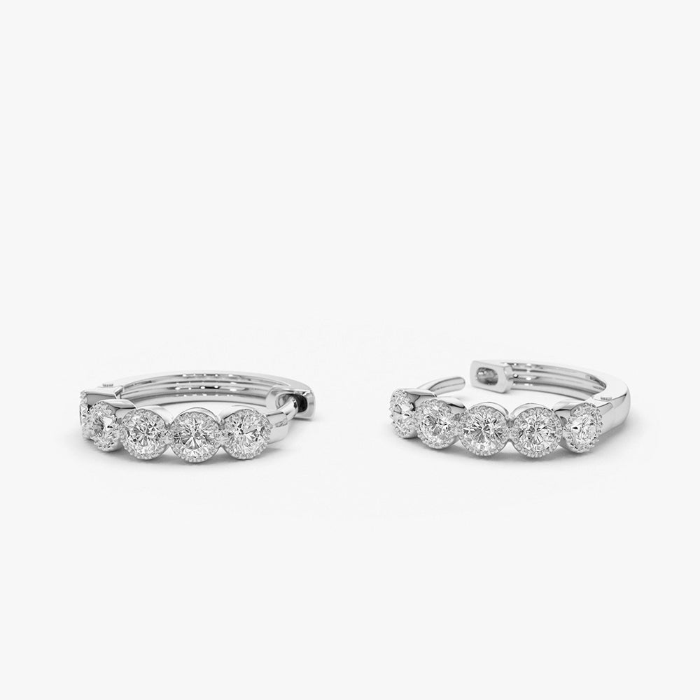 Bezel Setting Diamond Huggie Earrings