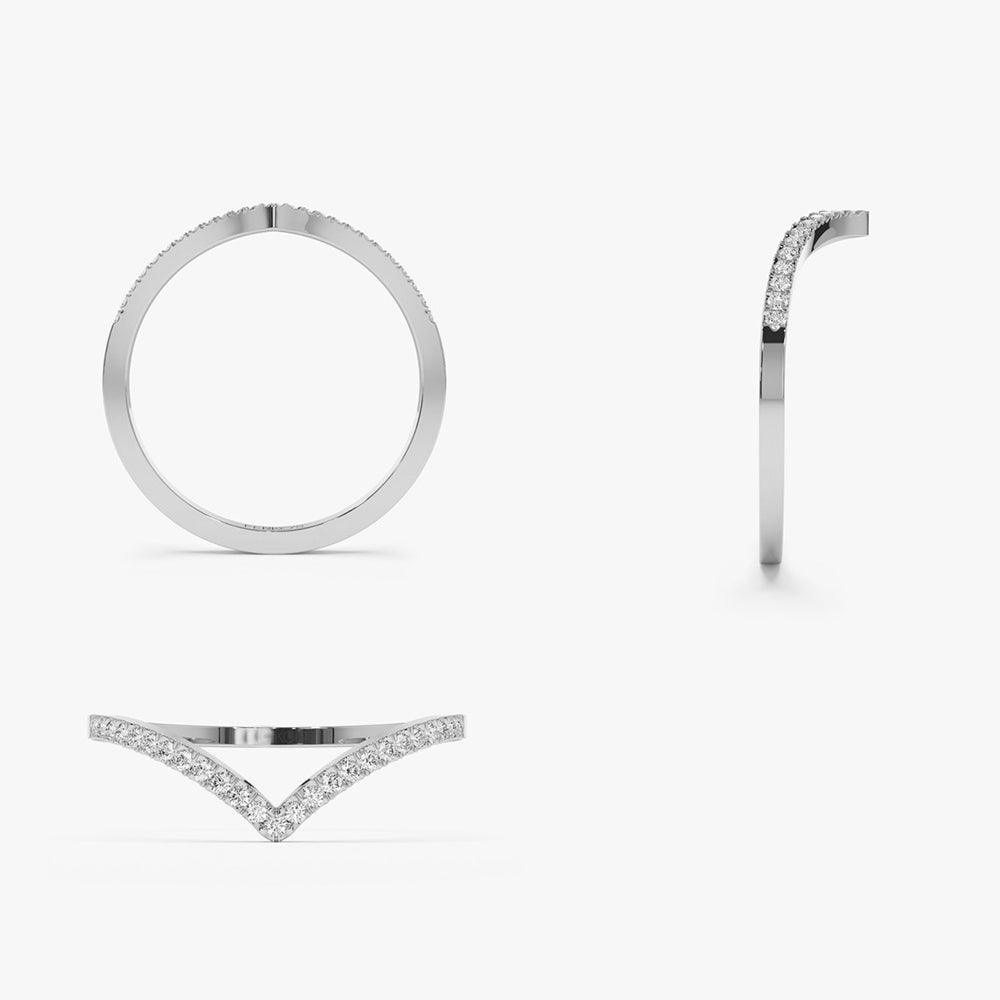 Gold Diamond Chevron Ring