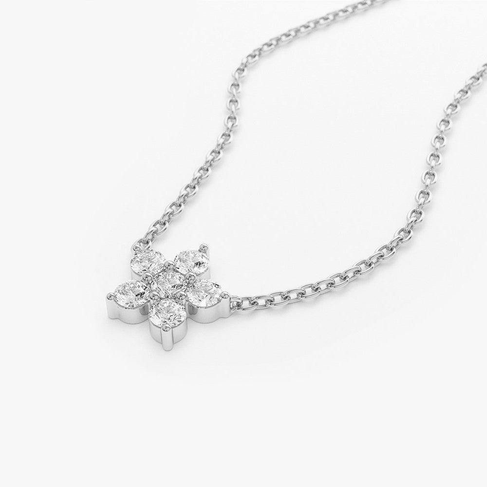 Flower Charm Diamond Necklace