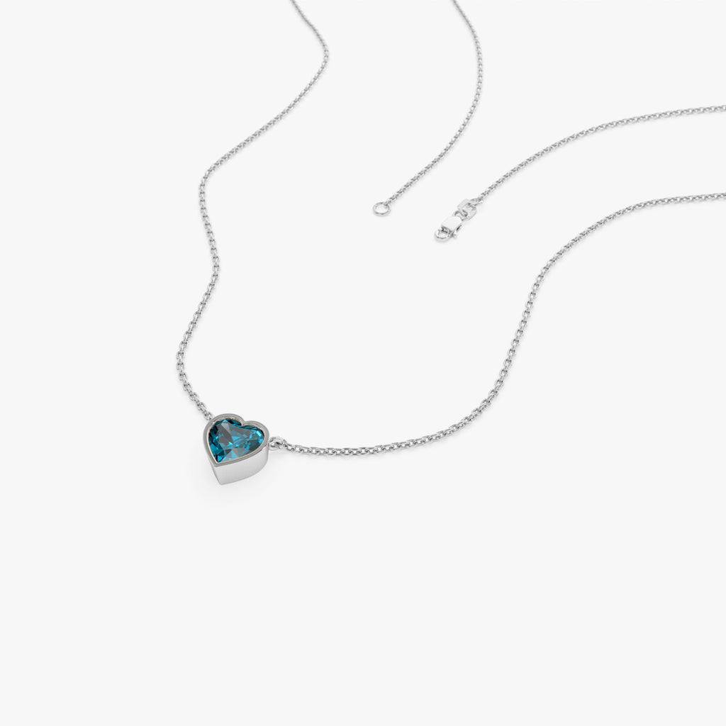 Heart Shaped London Blue Topaz Layering Necklace