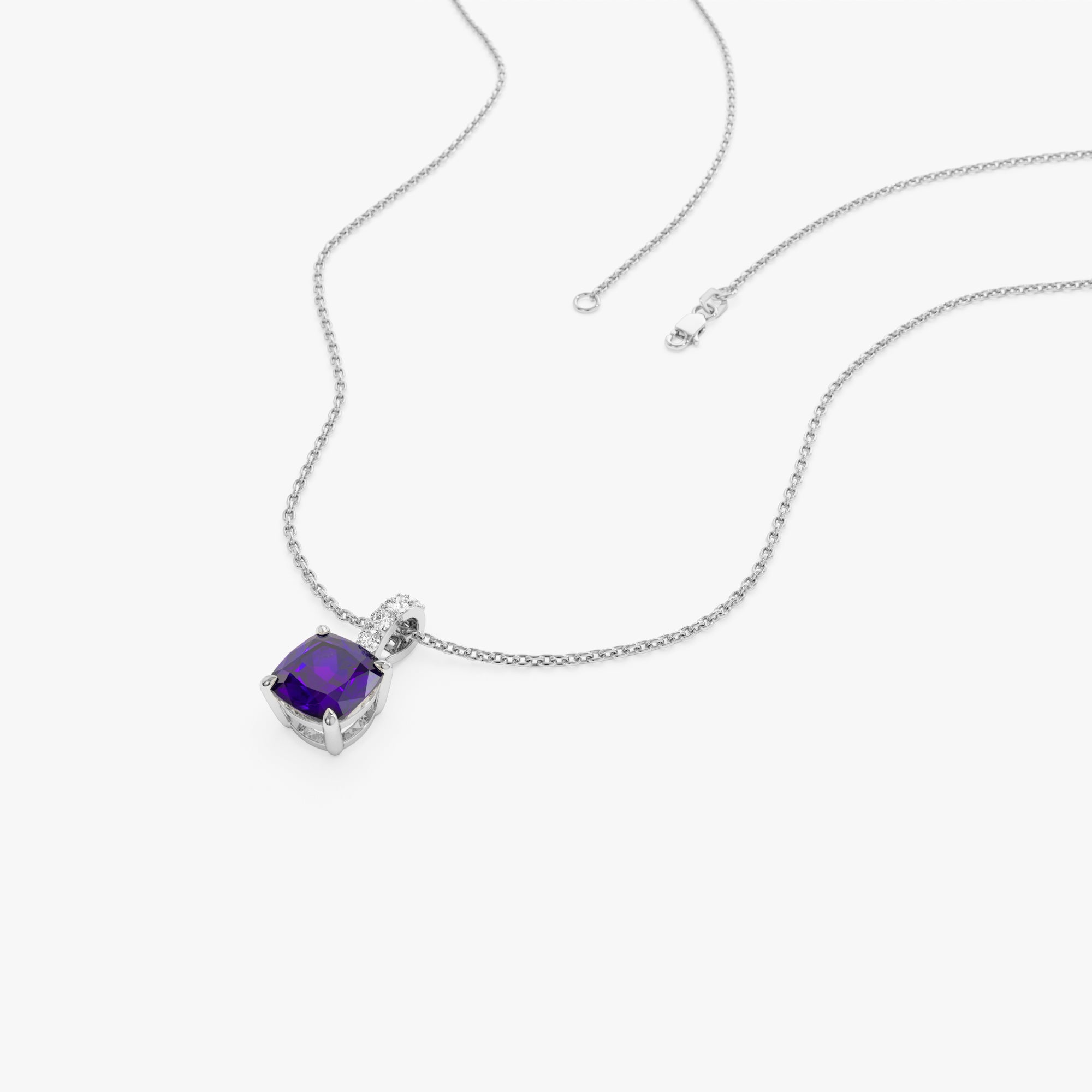 Cushion Cut Amethyst with Diamond Bail
