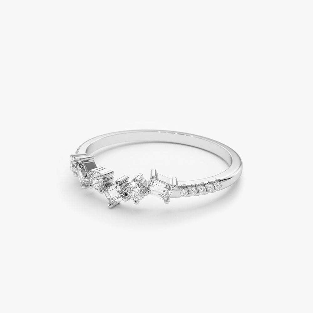 Symmetrical Baguette and Round Diamond Wedding Ring