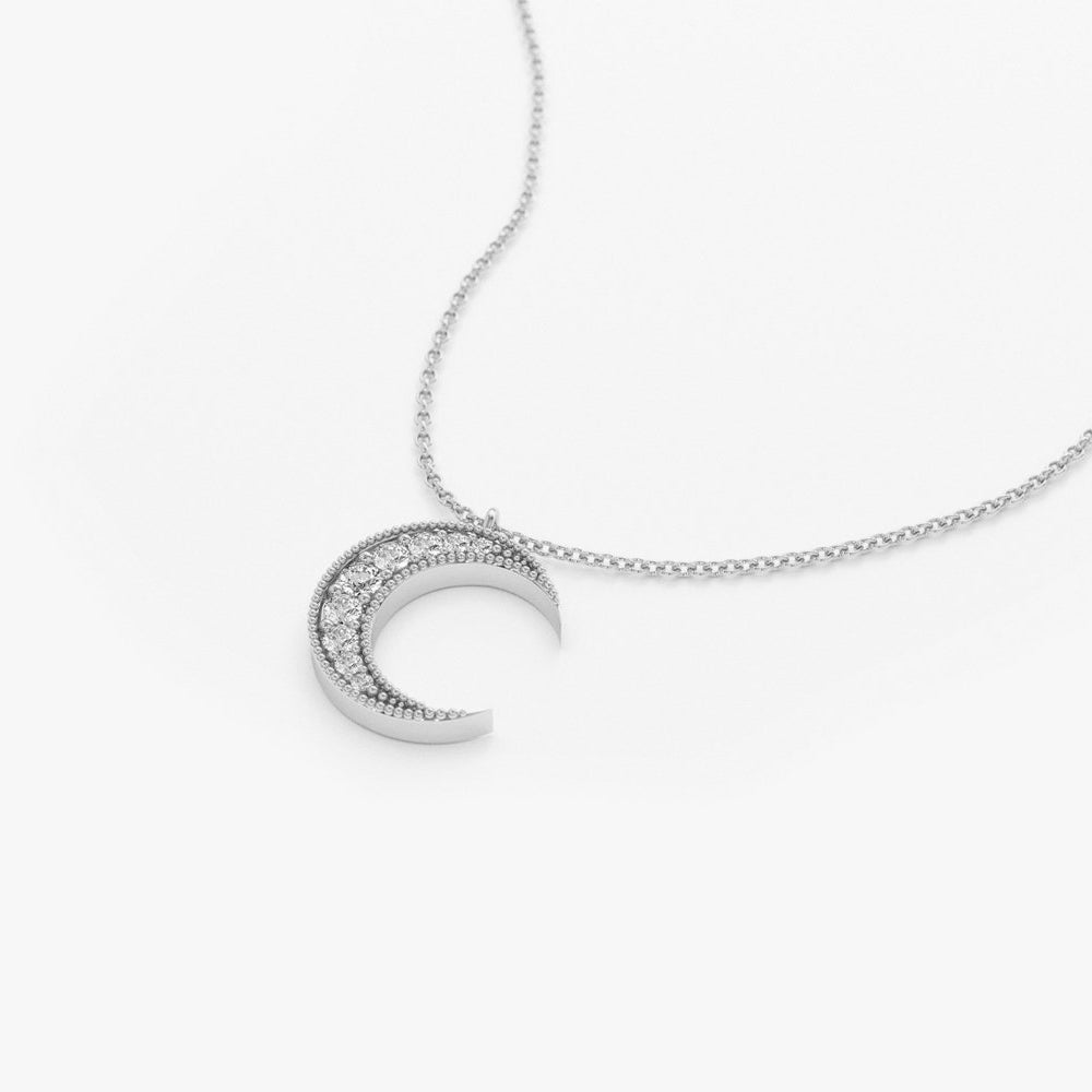 Mini Crescent Moon Diamond Necklace