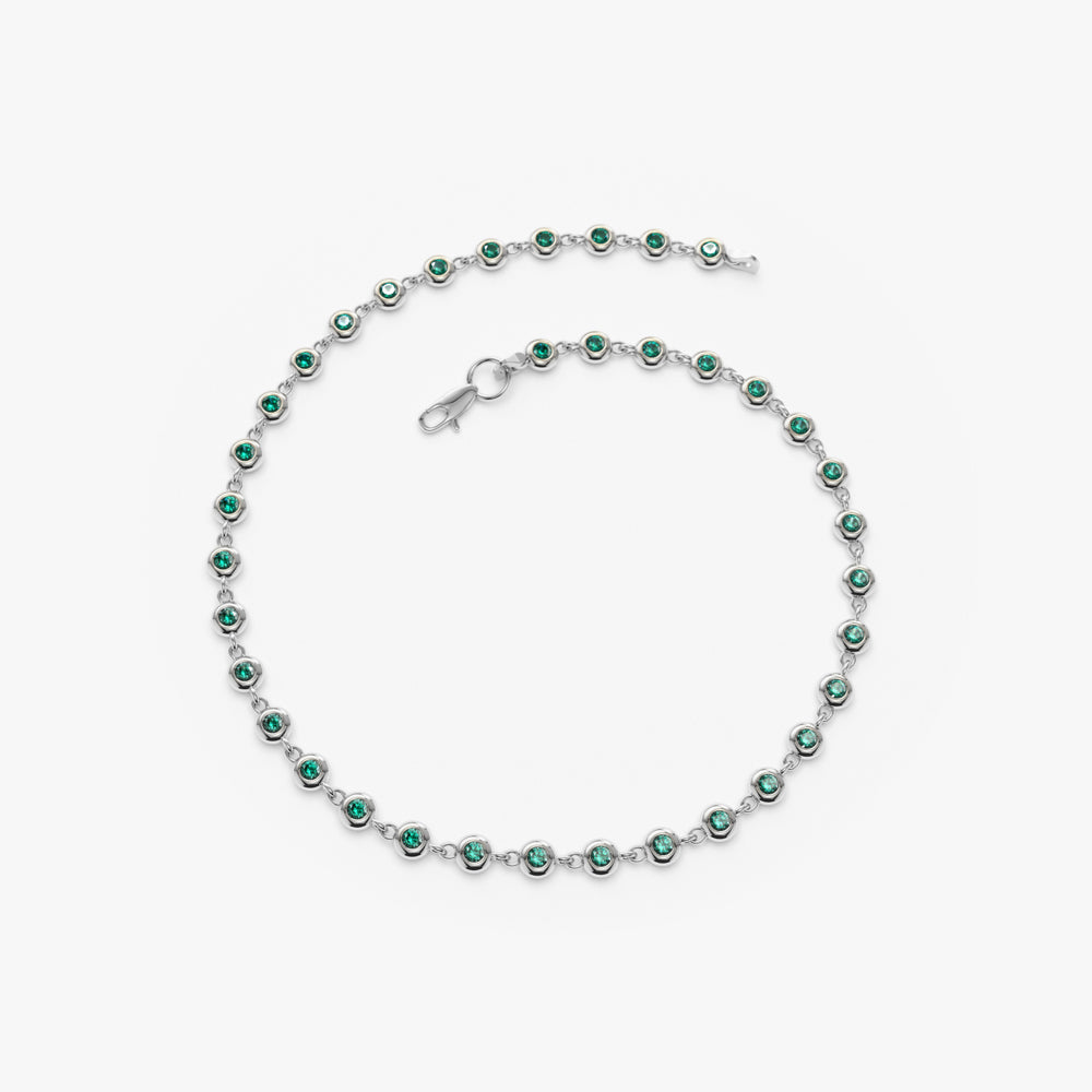 Bezel Set Emerald Tennis Bracelet