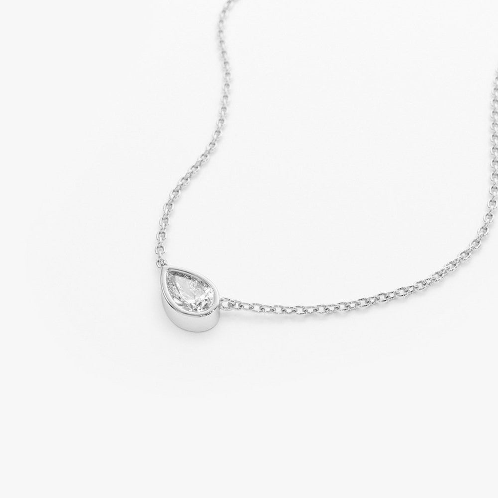 Horizontal Pear Shape Diamond Solitaire Necklace