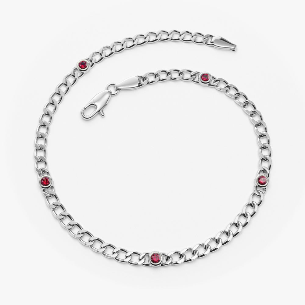 Cuban Link Bracelet / Bezel Setting Ruby