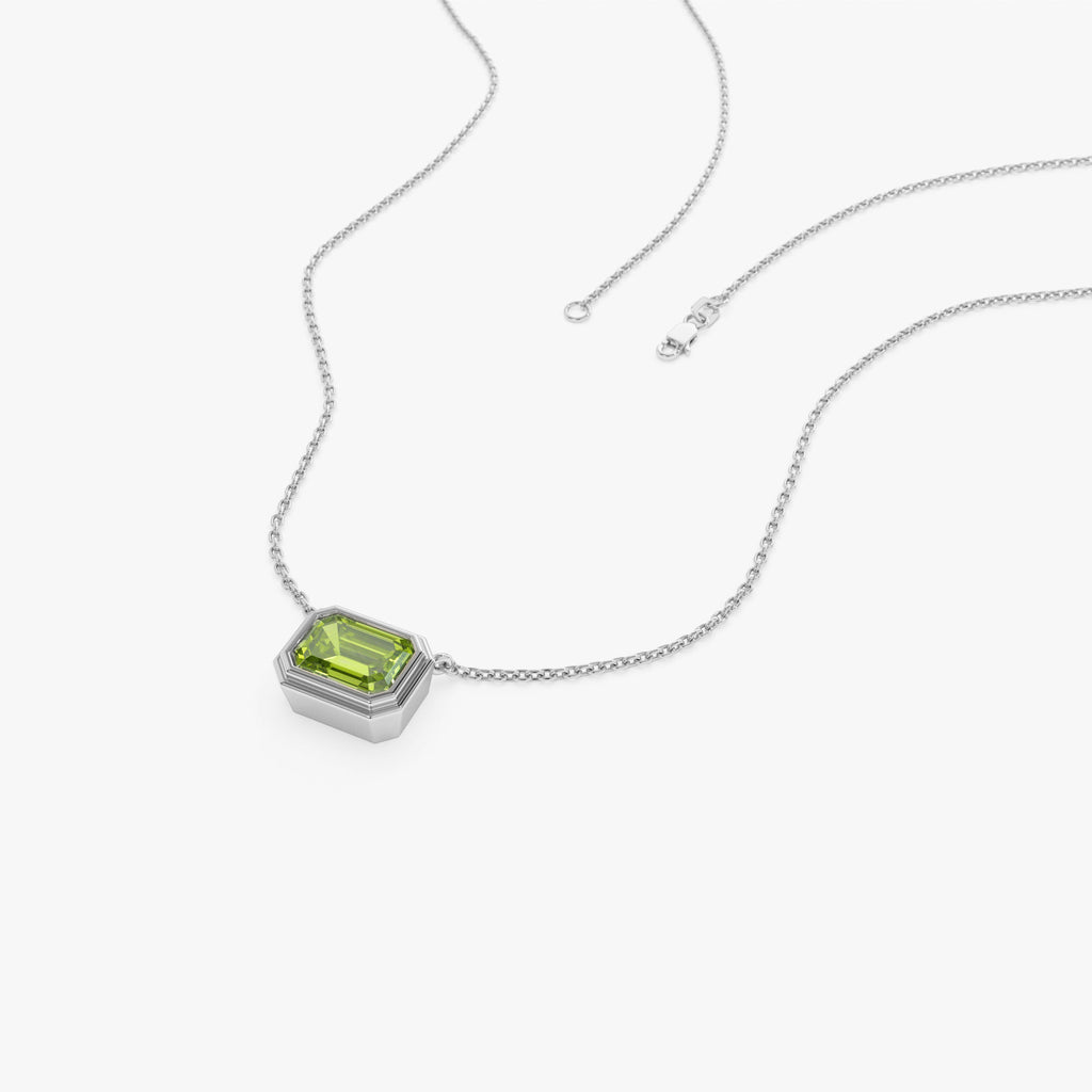 Emerald Cut Bezel Setting Peridot