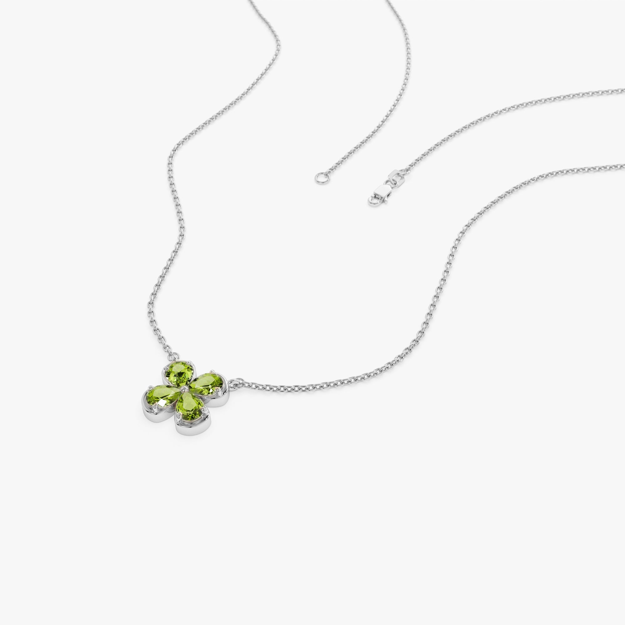 Four Leaf Peridot Clover Necklace