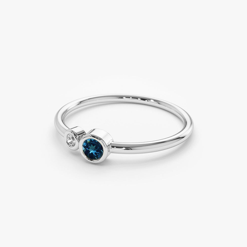 Bezel Setting London Blue Topaz and Diamond Ring