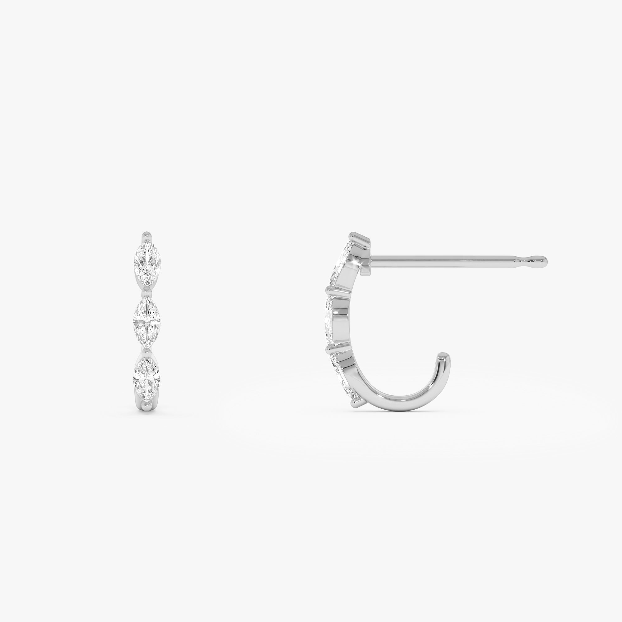 Marquise Diamond Open Hoop Earrings
