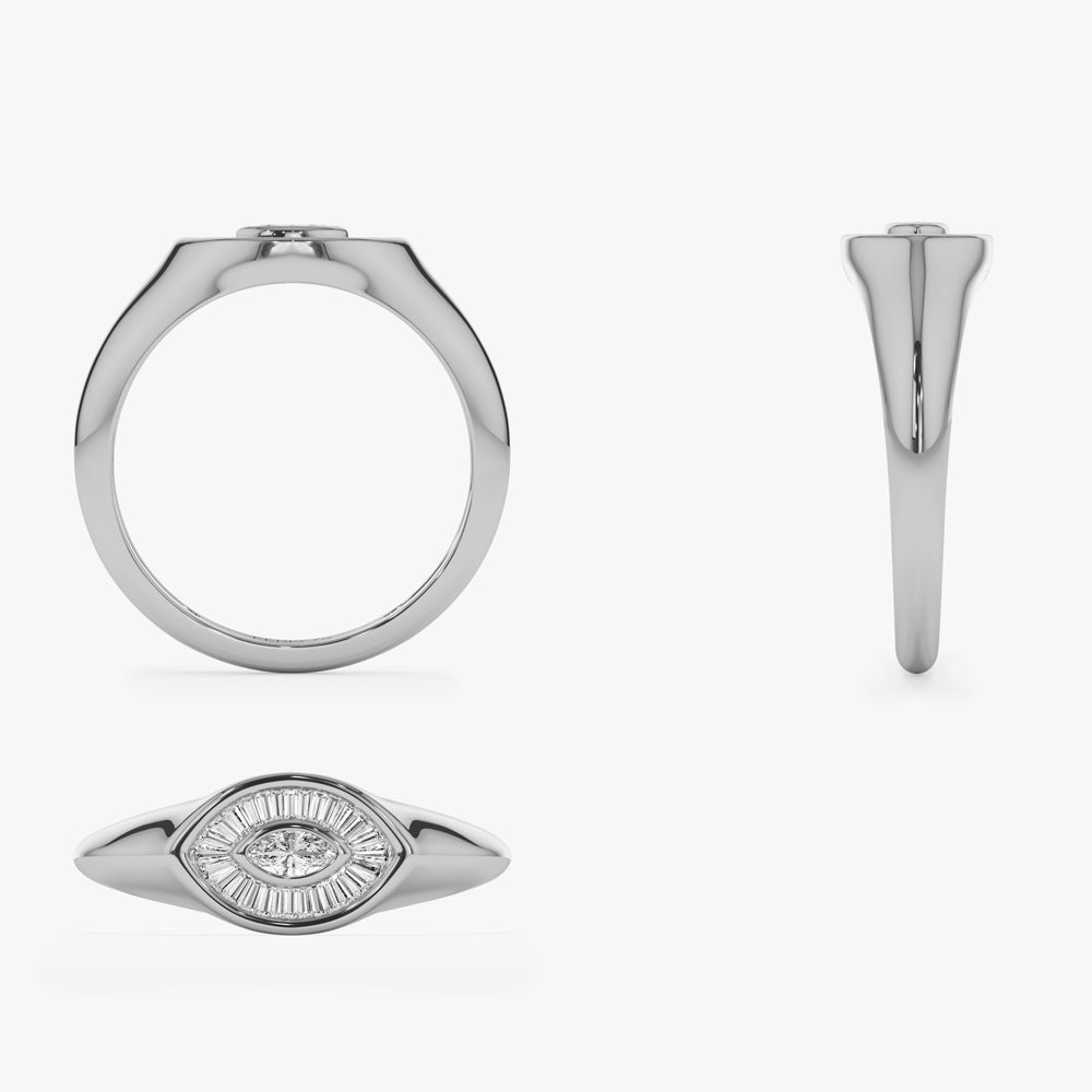 Marquise Shape Baguette Diamond Ring