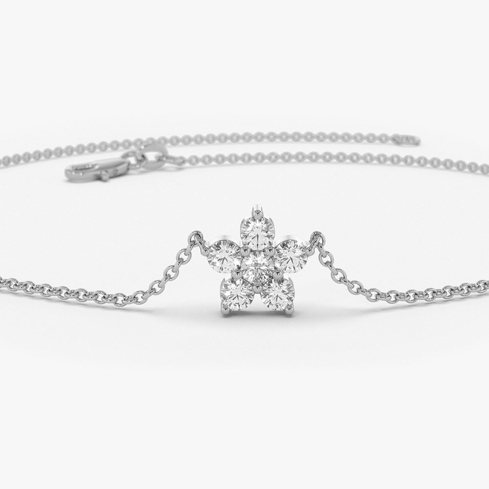 Diamond Flower Charm Bracelet