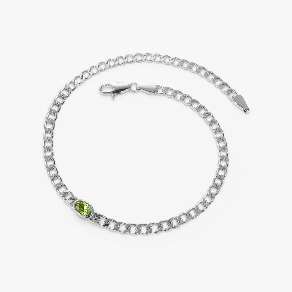Cuban Link Bracelet w/ Bezel Setting Peridot