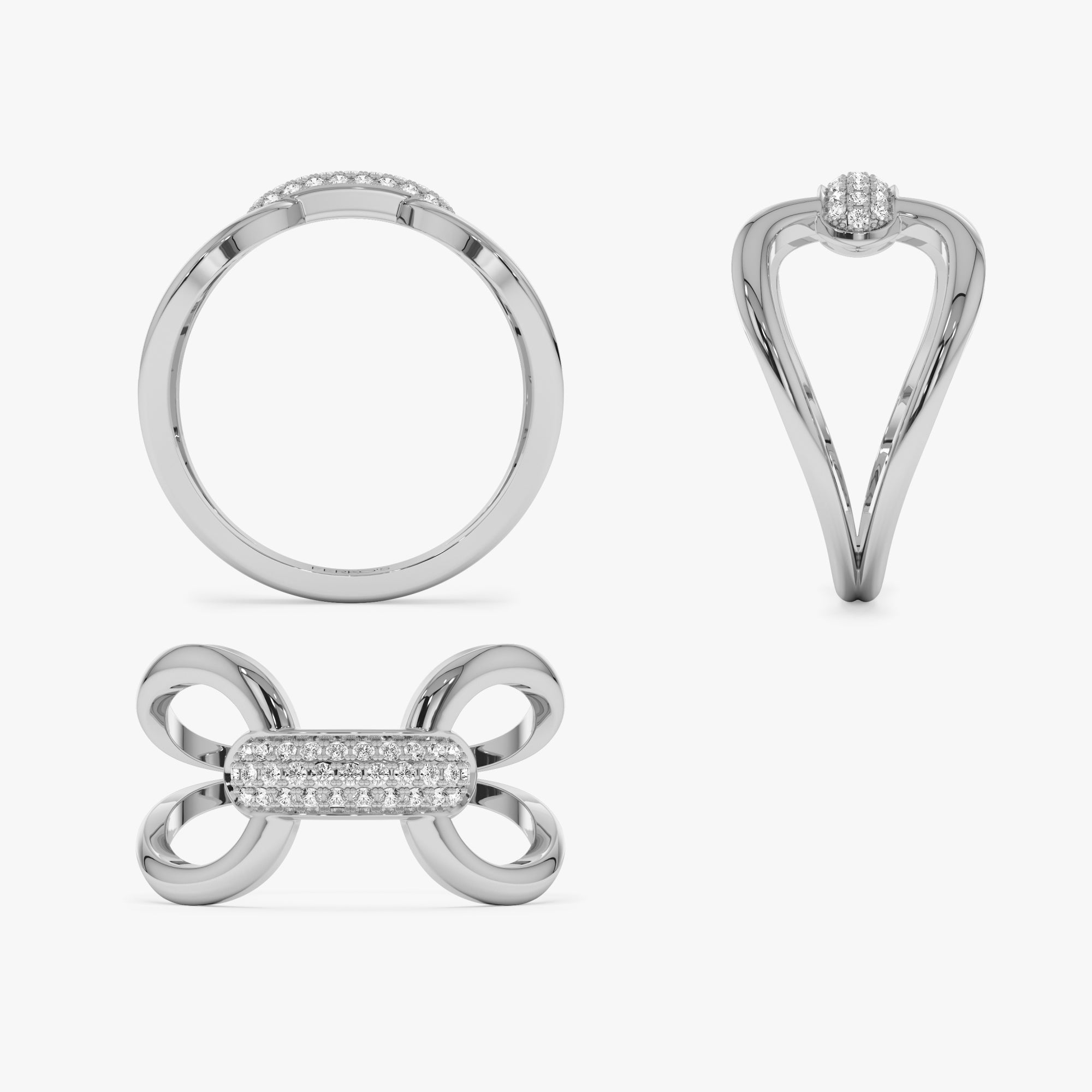 Folded Micro Pave Diamond Ring