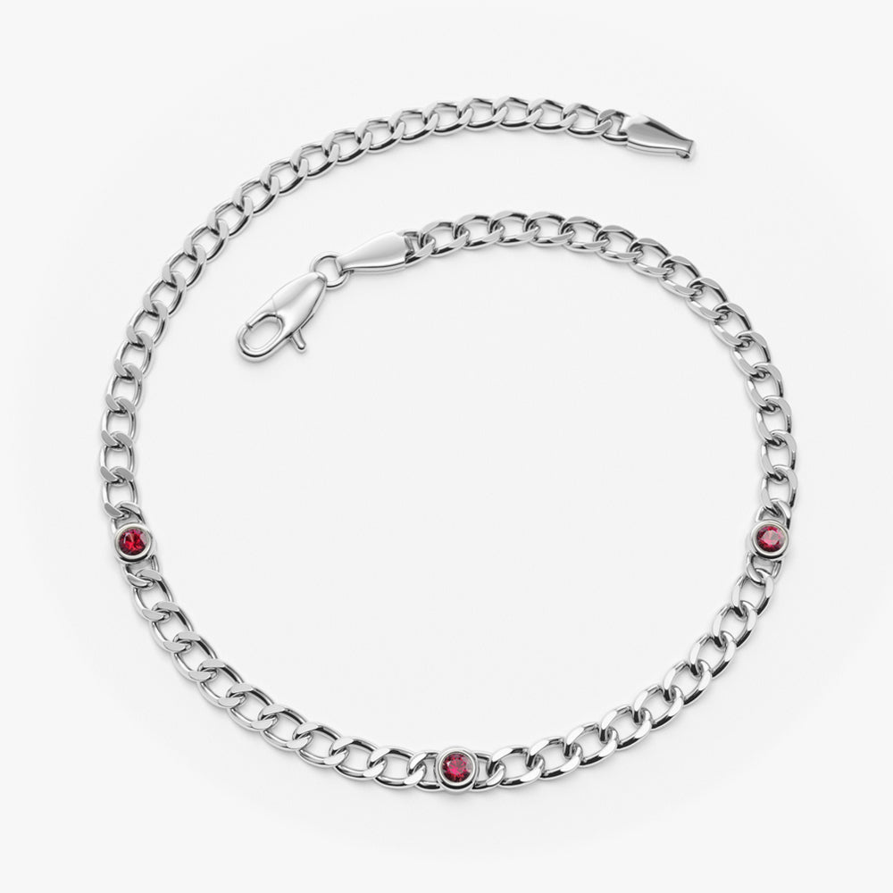 Cuban Link Bracelet / Bezel Setting Ruby