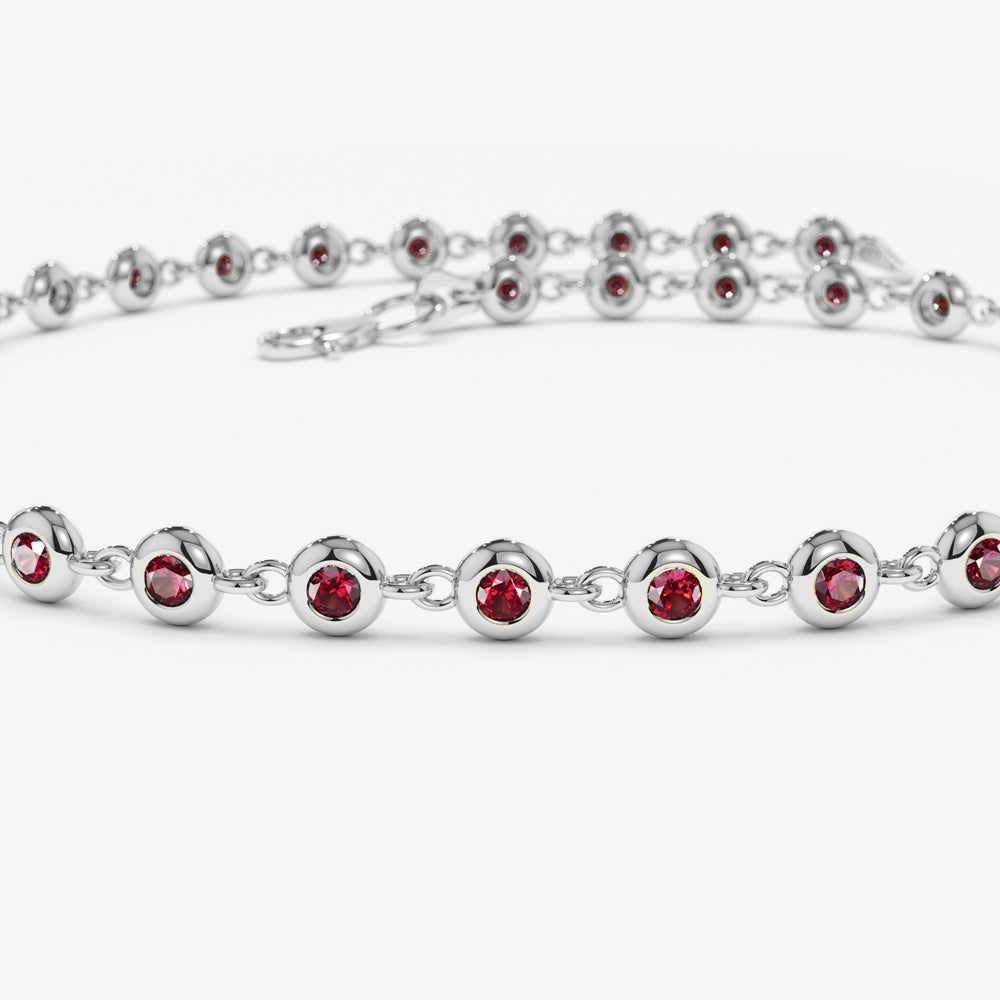 Bezel Set Ruby Tennis Bracelet