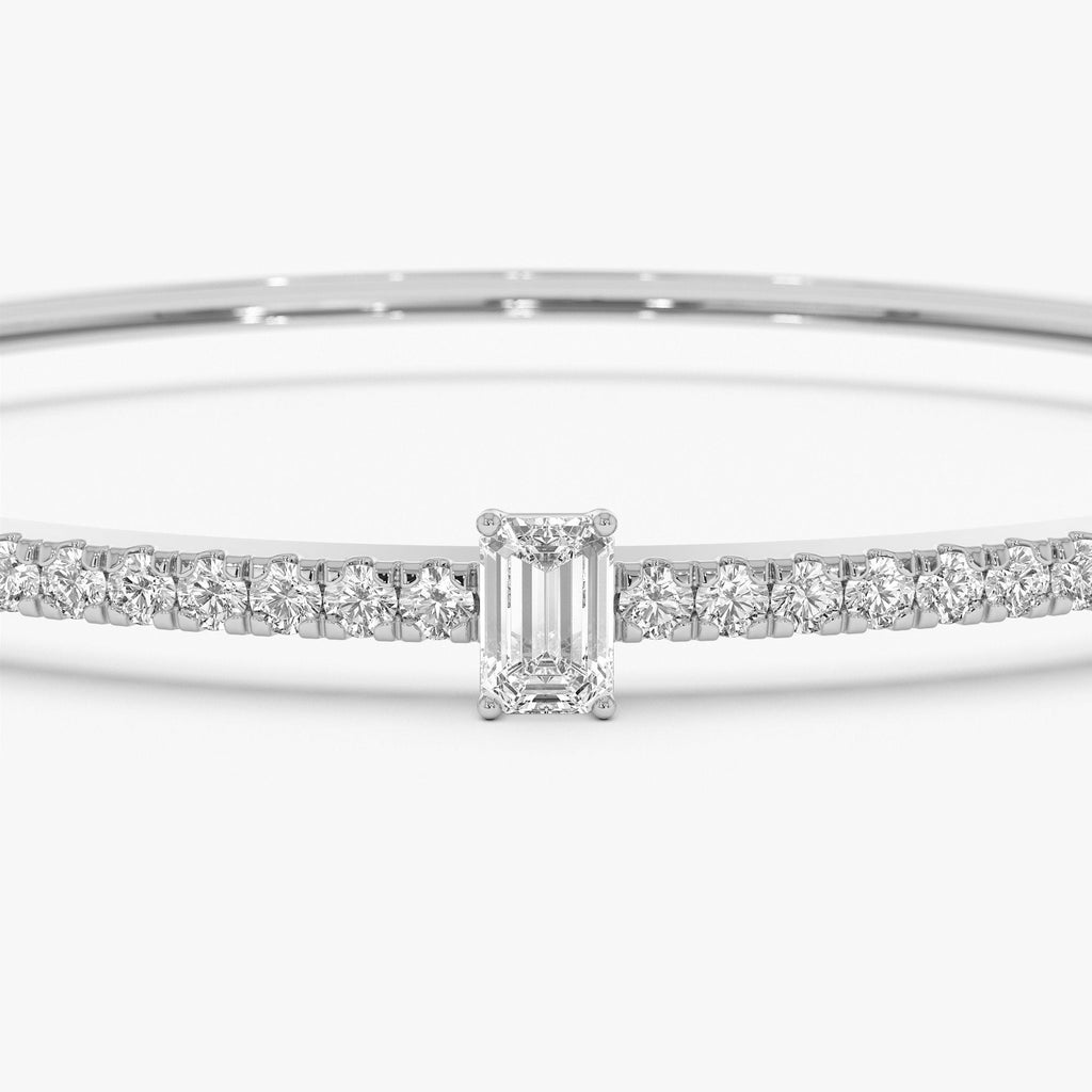 Emerald Cut and Round Diamond Bangle