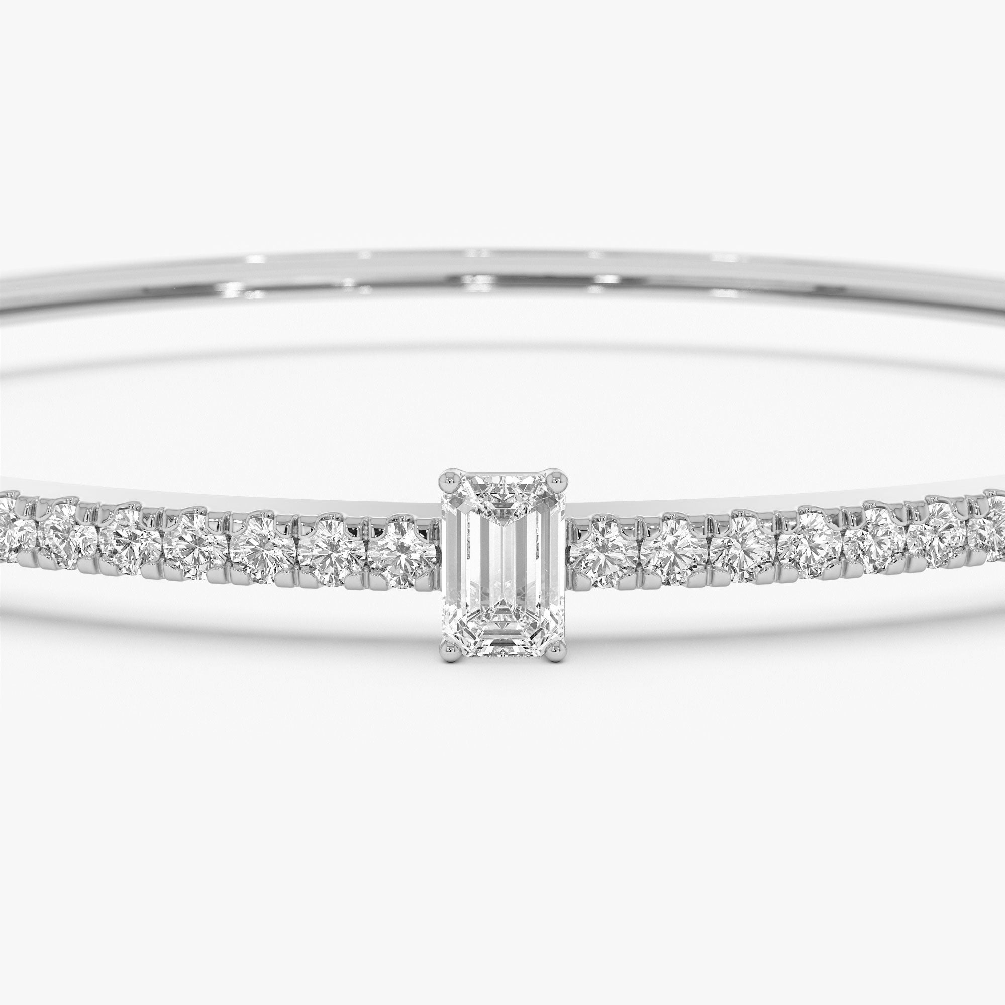 Emerald Cut and Round Diamond Bangle