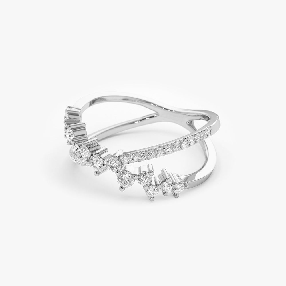 Criss Cross Diamond Cluster Ring