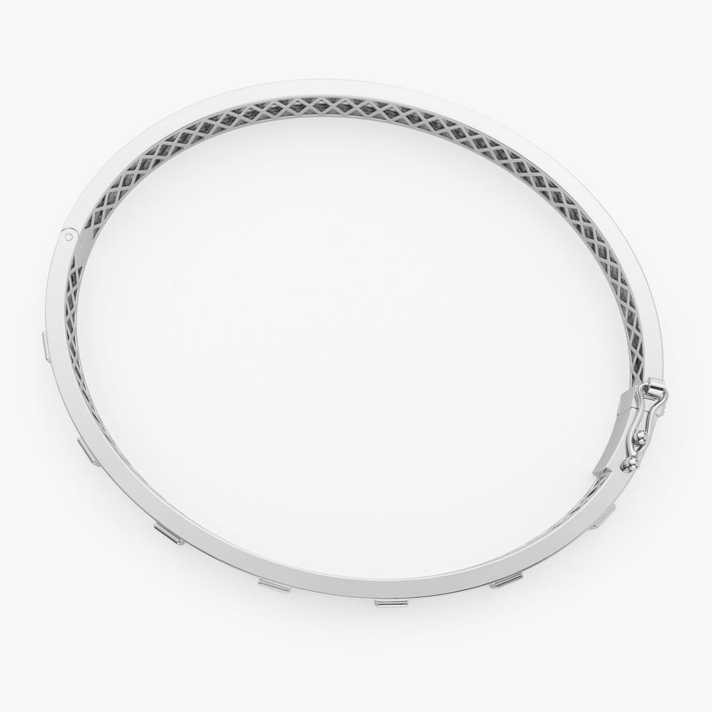 Baguette Diamond Bezel Setting Statement Bangle