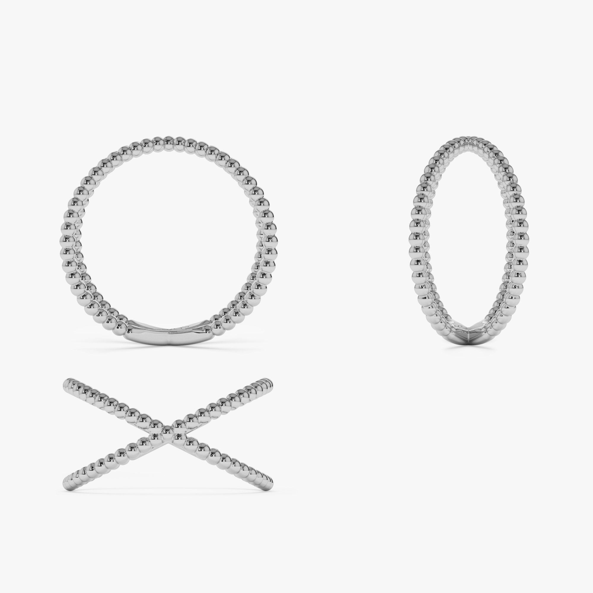 Beaded Band Criss Cross Statement Ring