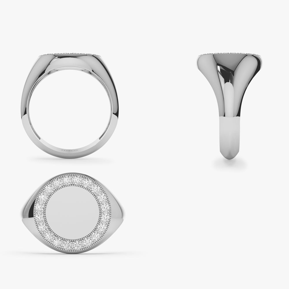 Diamond Round Signet Ring