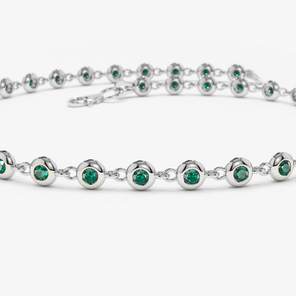 Bezel Set Emerald Tennis Bracelet