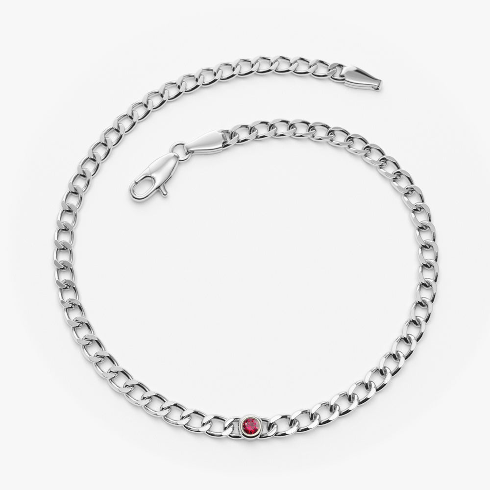 Cuban Link Bracelet / Bezel Setting Ruby
