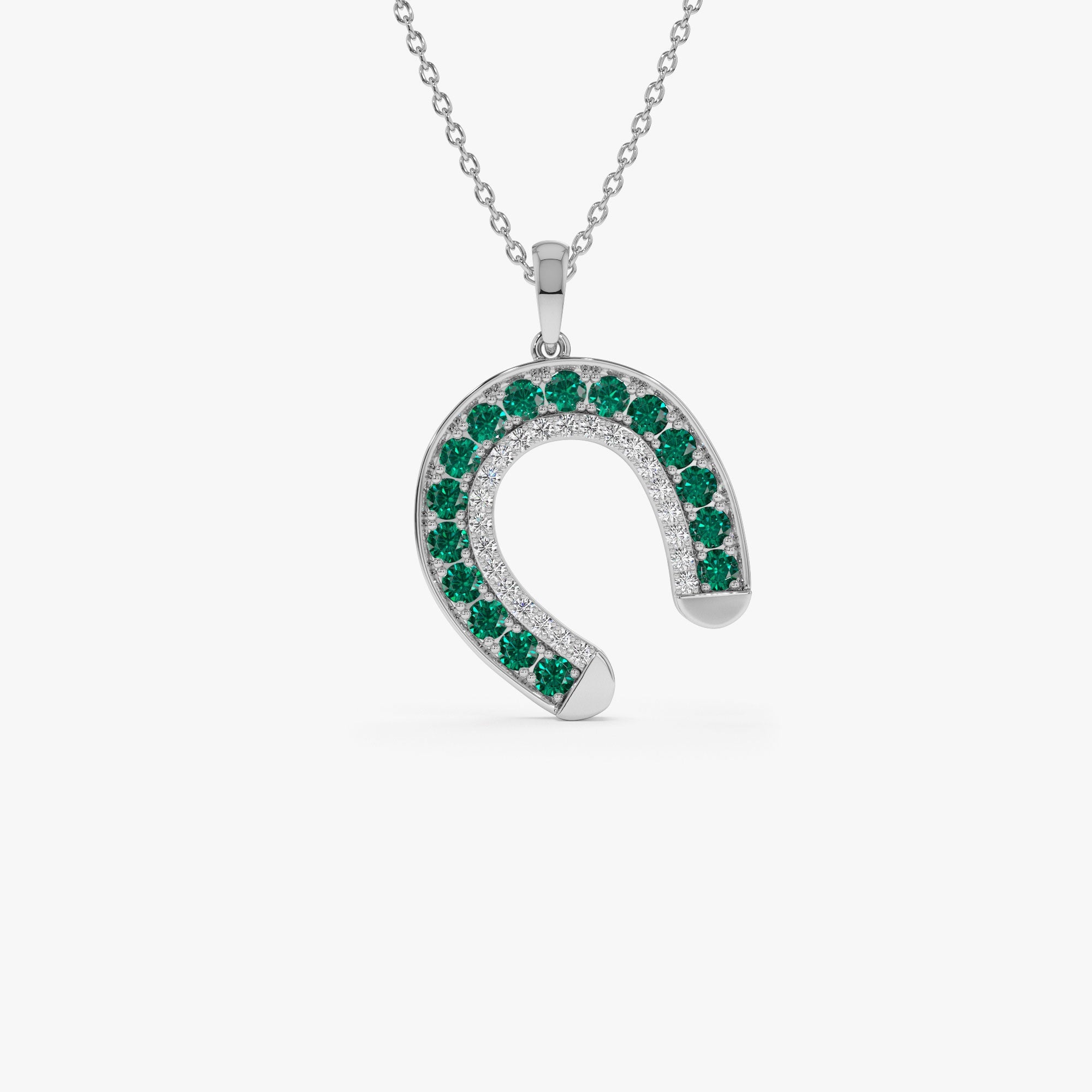 Emerald and Diamond Horseshoe Pendant