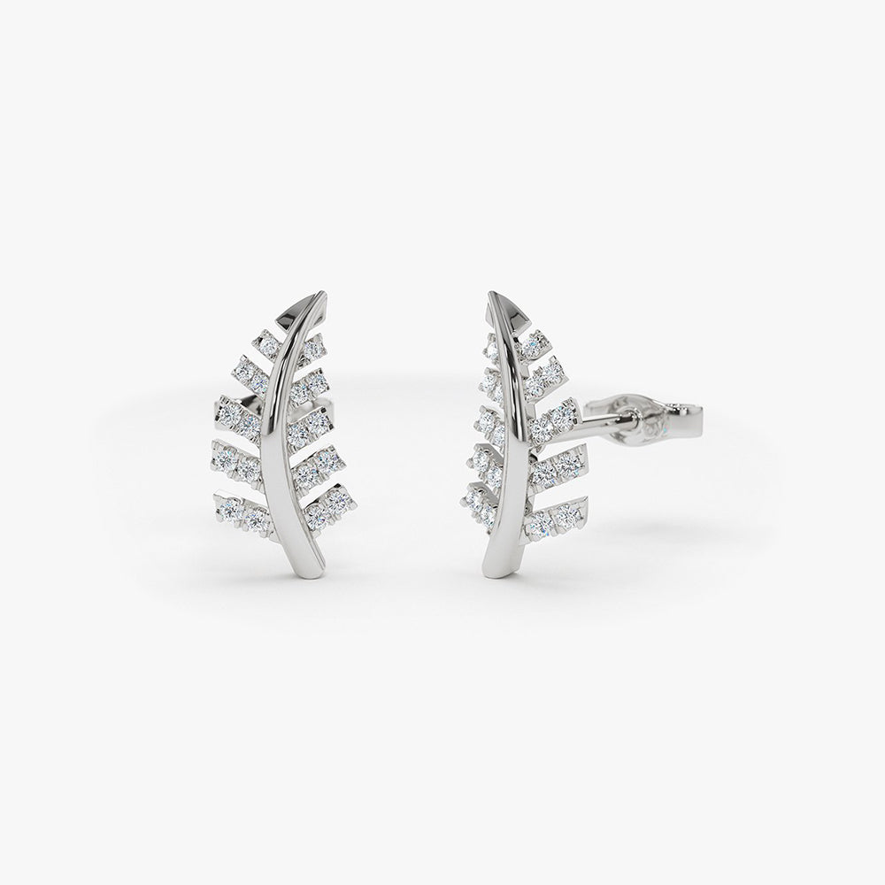 Diamond Leaf Earrings
