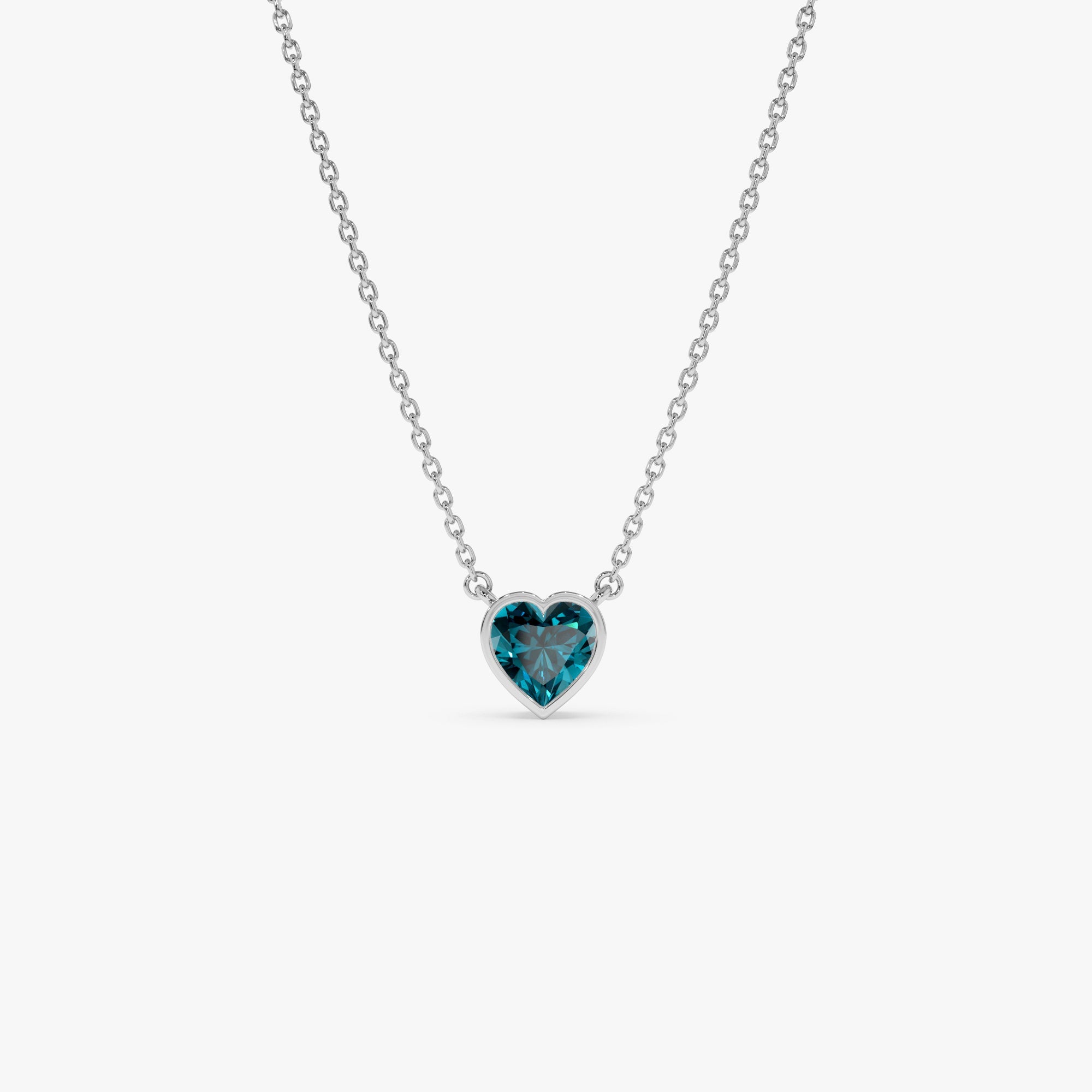 Heart Shaped London Blue Topaz Layering Necklace