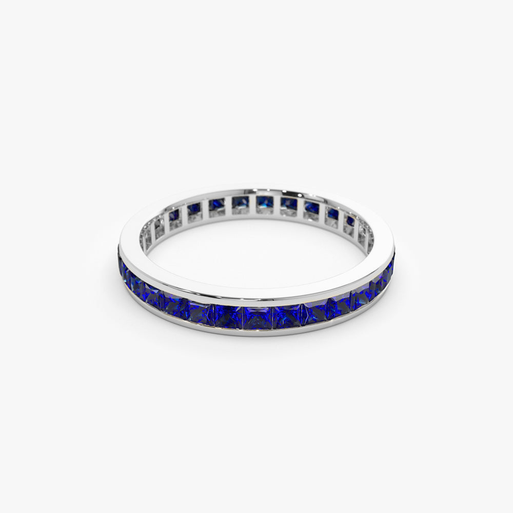 Full Eternity Princess Cut Sapphire Ring